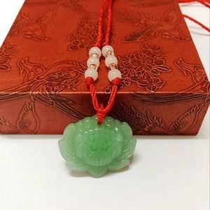 Natural Jade Green Lotus Flower Necklace